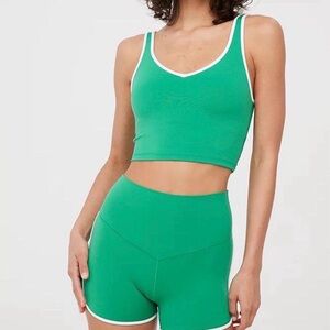 Aerie Real Me piped Workout Short Set RED